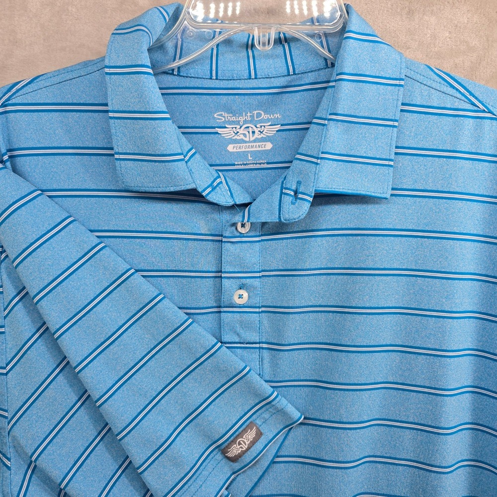 AUSTIN COUNTRY CLUB Straight Down Mens Large Performance Golf Polo Shirt Blue